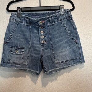 Anthropologie Pilcro The Wanderer Denim Cut Off Shorts Womens Sz 29 Button Fly